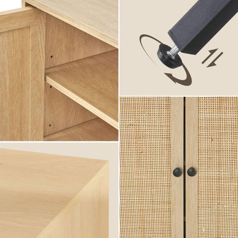 Boho Natural Rattan Double Door Shoe Cabinet