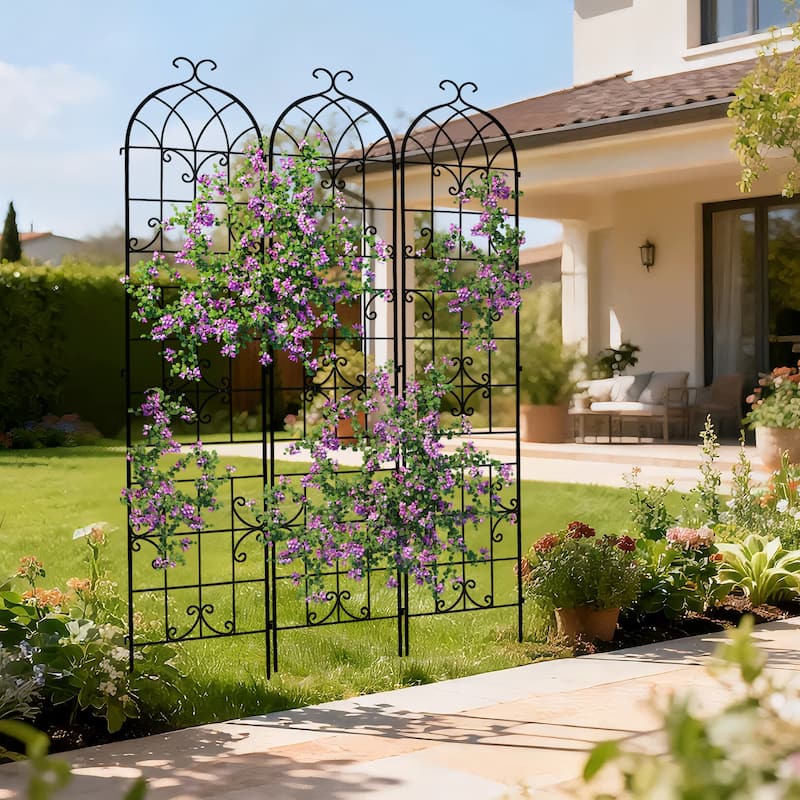 3Pcs Outdoor Metal Trellis Garden Fence for Supporting Climbing Plants Roses Vines Flowers Vegetables