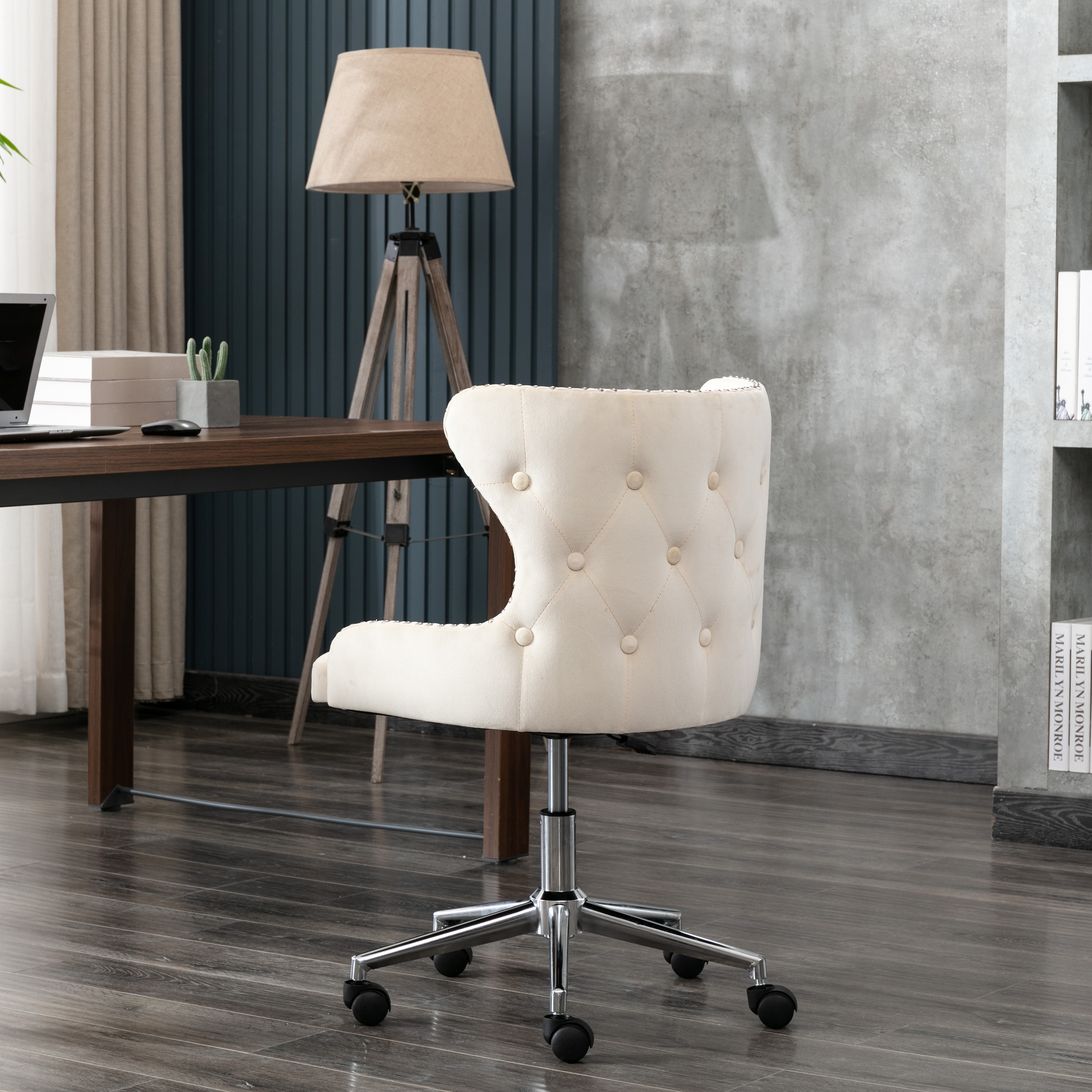 Contemporary Velvet Upholstered Adjustable Office Chair On Sale