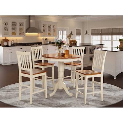 Counter Height Dining Set 5 Piece - Round Table & 4 Chairs - Modern Kitchen Set