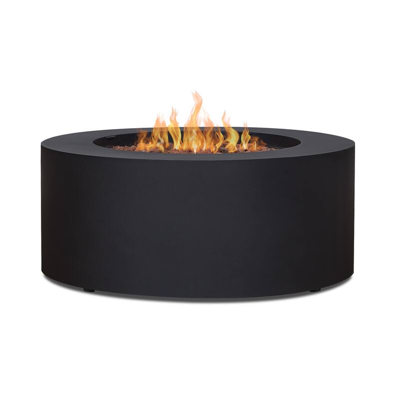 Aegean 36" Round LP Fire Table Black w/NG Conversion kit by Real Flame