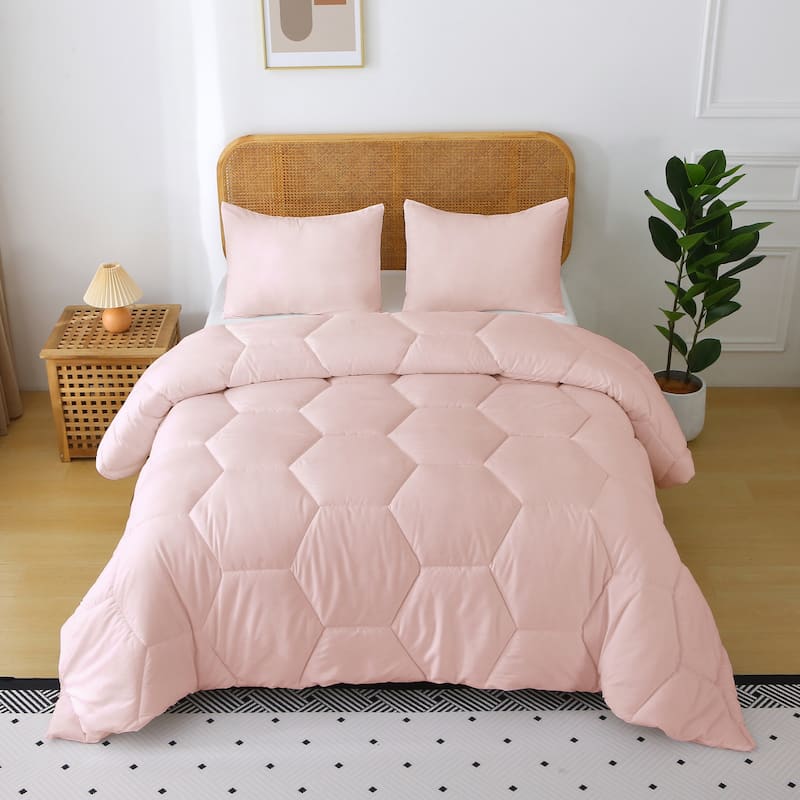Better Style Home Microfiber Honeycomb Comforter Sets - Blush - King