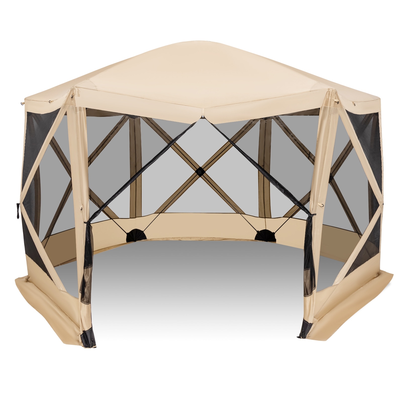 Costway 11.5 X 11.5 FT 6-Sided Pop-up Screen House Tent With 2