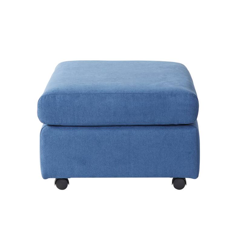 Enda Living Room Fabric Ottoman - Blue