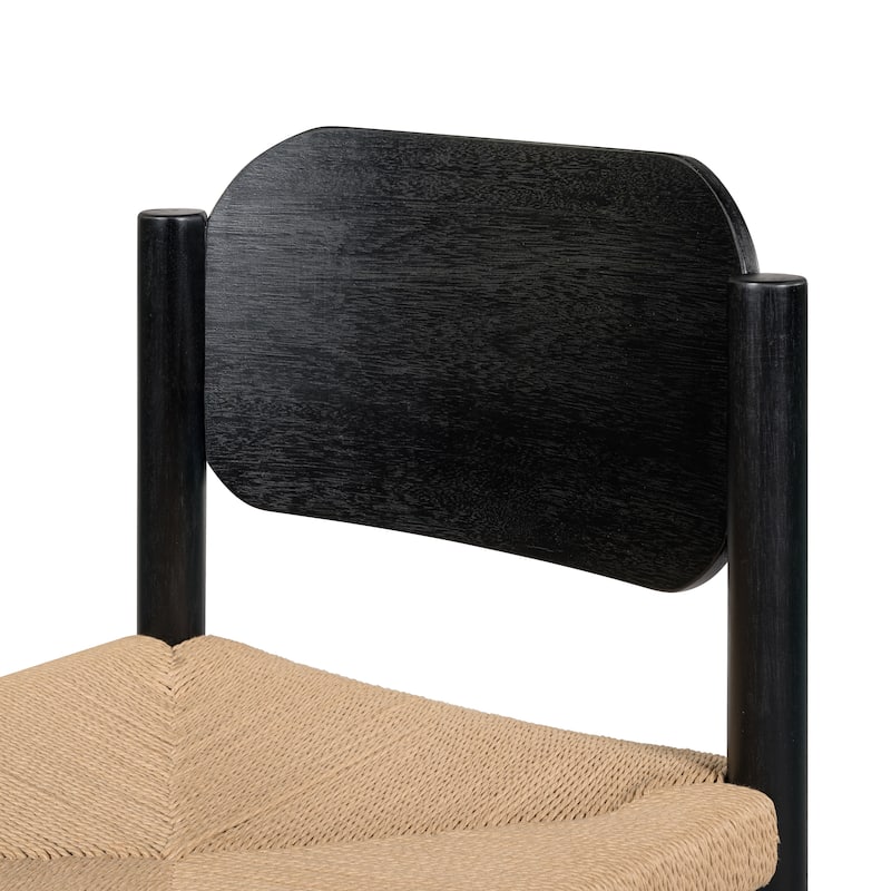 Wooden Dining Chair Set of 2, Ergonomic Kitchen & Dining Room Chairs, Armless Side Chairs with Paper Rope Weave Seat