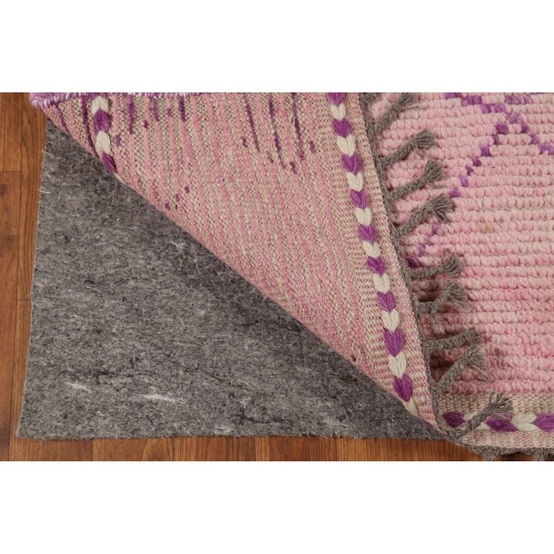 Pink Moroccan Oriental Area Rug Handmade Wool Carpet - 4'11"x 7'5"