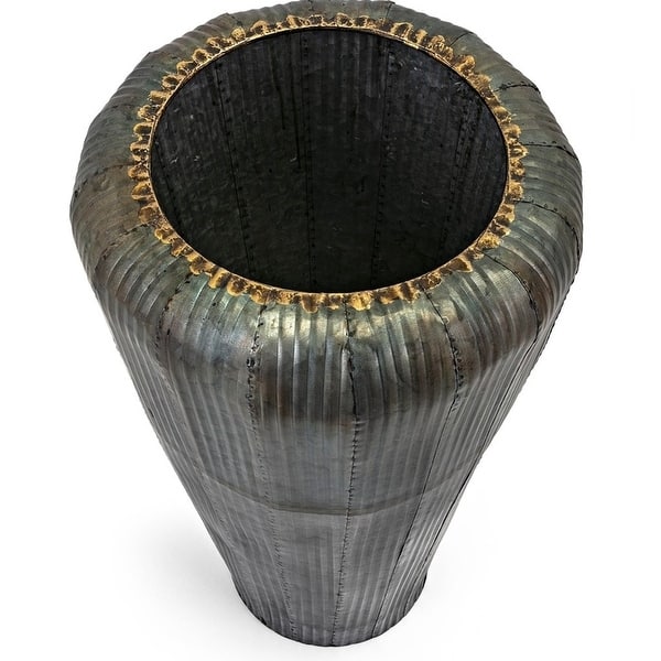 Shop Tall Oversized Metallic Floor Vase With Patchwork And Rivet