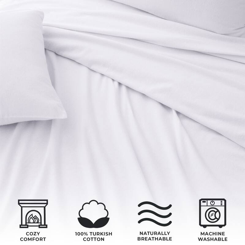 Ultra Soft 100% Turkish Cotton Flannel Double Brushed Solid Sheet Set