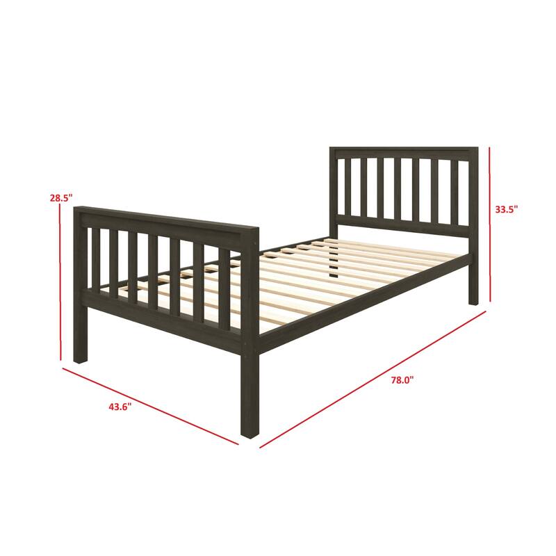 Clayfell Ames Twin Over Twin Solid Wood Bunk Bed Frame, Convertible, Sturdy Guardrails, Easy Assembly