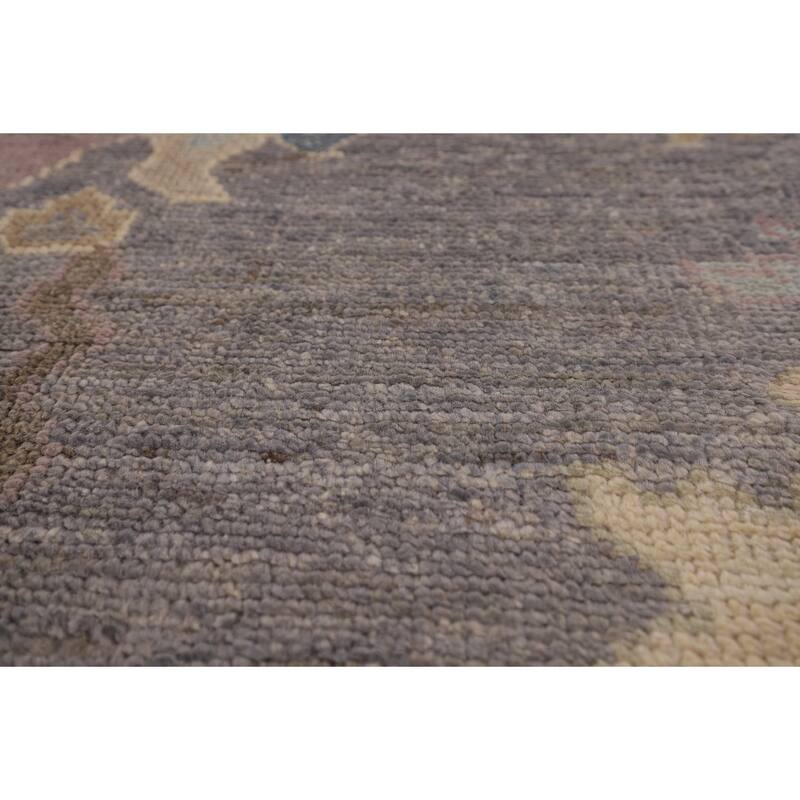 Gray Blue Oushak Vegetable Dye Area Rug Hand-Knotted Wool Carpet - 9'1" x 12'0"