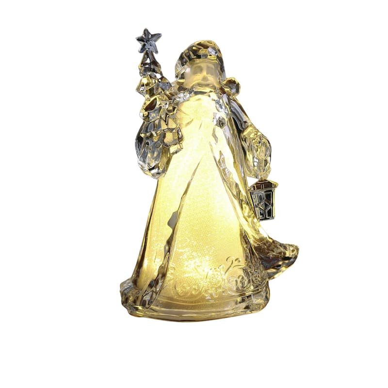 Set of 8 Clear and Gold Glitter Santa Tabletop Decor