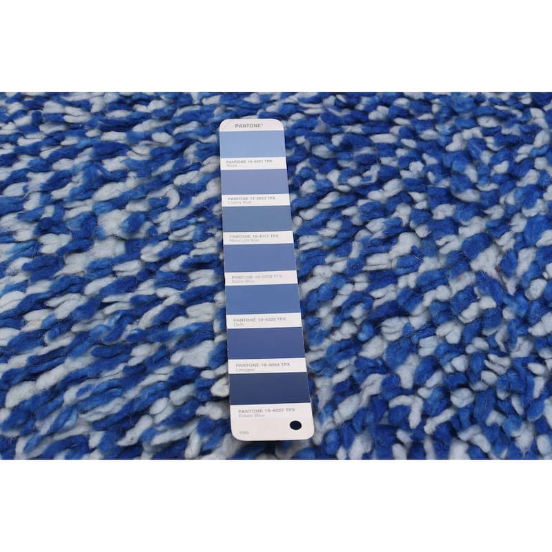ECARPETGALLERY Hand-knotted Beni Ourain Blue Wool Rug - 3'8 x 5'7