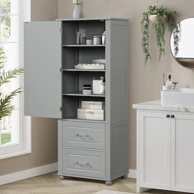 Freestanding Storage Cabinet with 2 Drawers and Adjustable Shelf