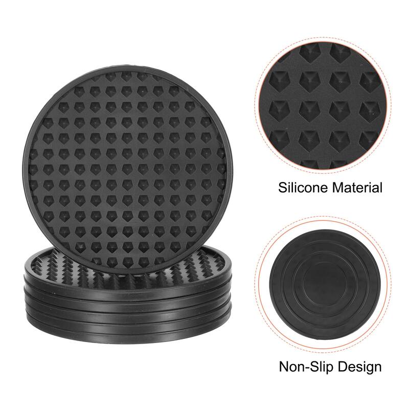 6pcs Silicone Drink Coasters with Holder for Desk Furniture Protection