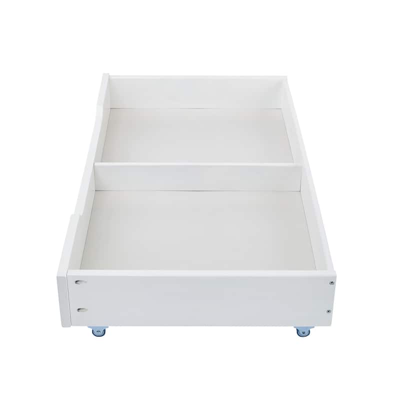 MUSEHOMEINC Solid Wood Under Bed Storage Drawer with 4-Wheels,,Suggested for Queen & King Platform Bed