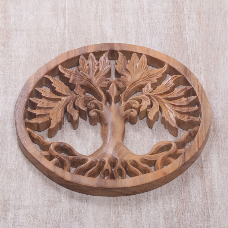 Novica Handmade Chaya Wood Relief Panel