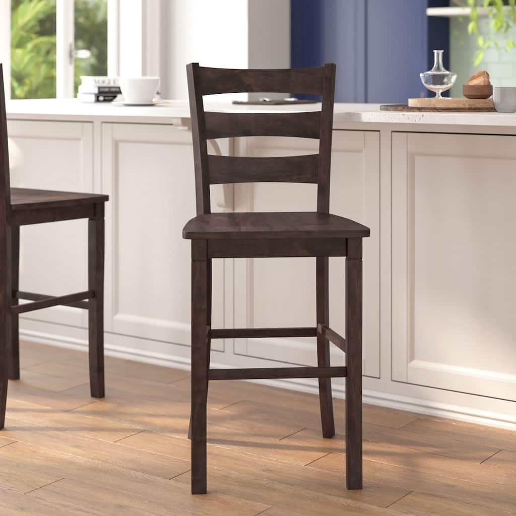 Commercial Grade Wooden Bar Height Stool, Set of 2
