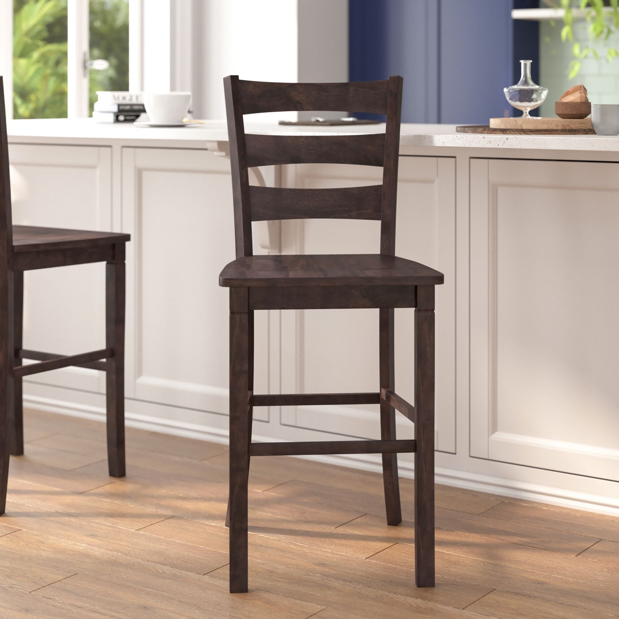 Commercial Grade Wooden Bar Height Stool Set of 2