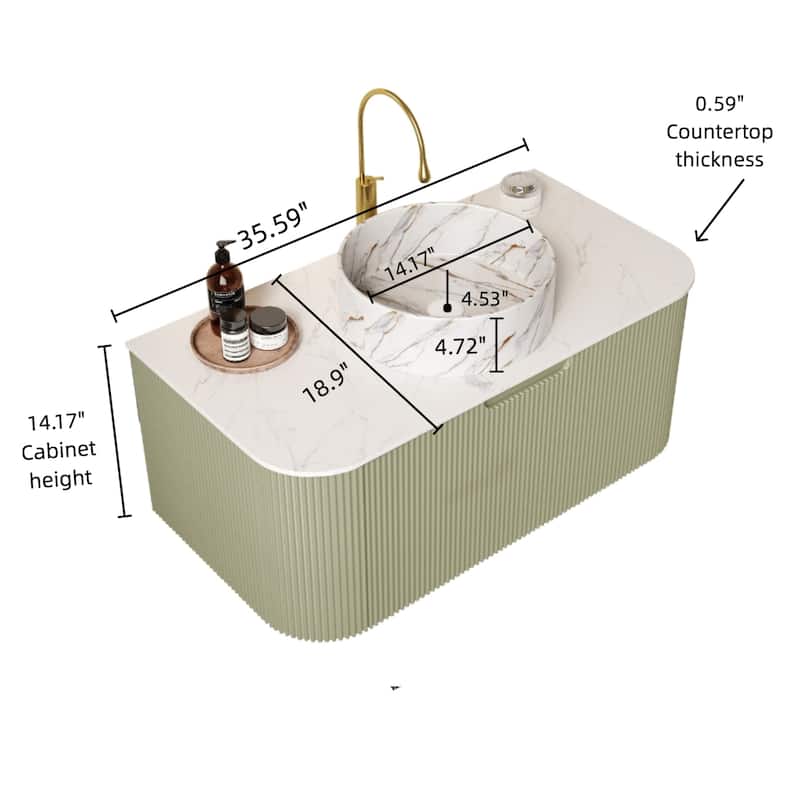 Wall-Mounted Floating Bathroom Vanity with Sink