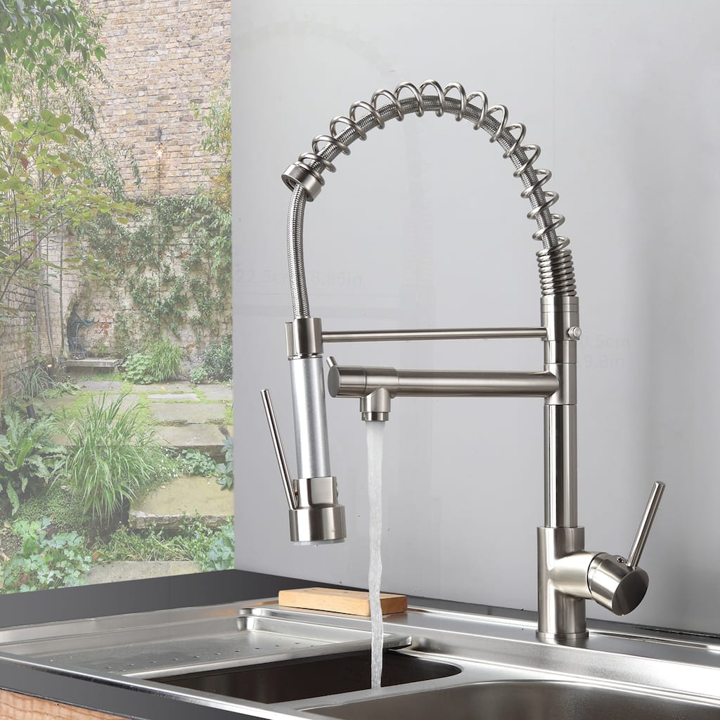 Kitchen Faucet with Pull Down Sprayer and Rotatable Spouts