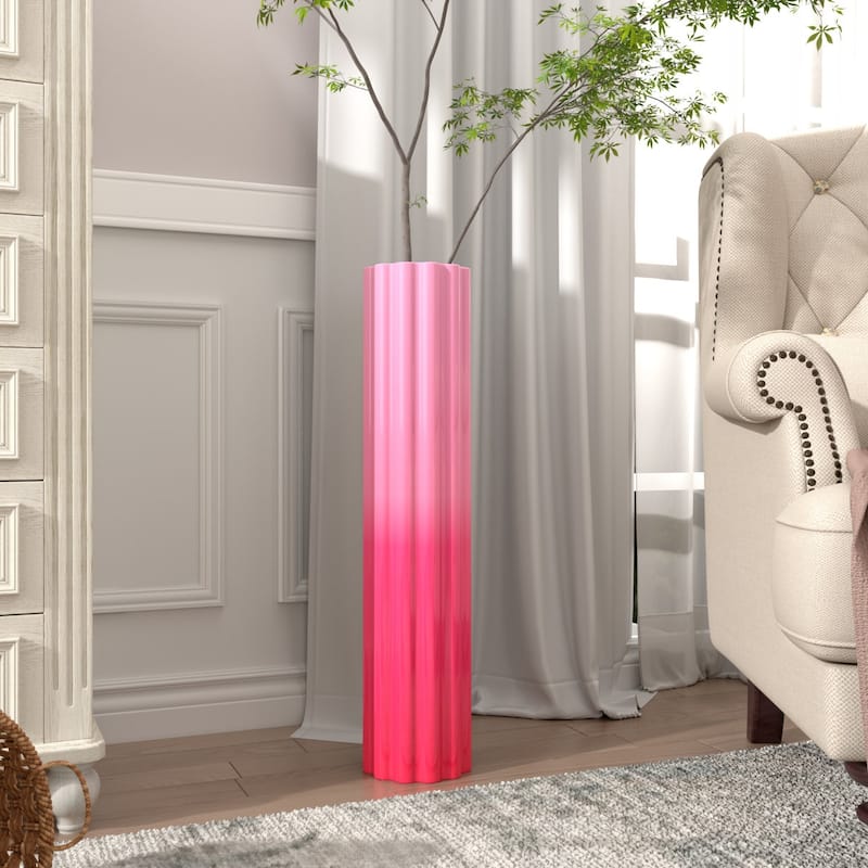 Modern Handmade Ceramic Tall Floor Vase - Coral Blossom