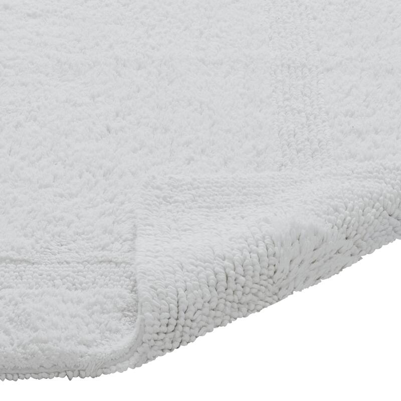 Better Trends Bath Rugs 100% Cotton Reversible Highly Water Absorbent Bathroom Rug for Shower, Sink, Bath Mats - Lux Collection - 30" Round - White