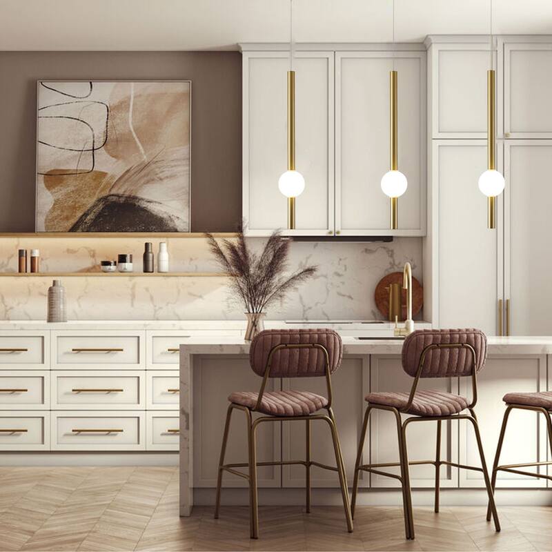 1-Light Gold LED Pendant With A White Acrylic Shade