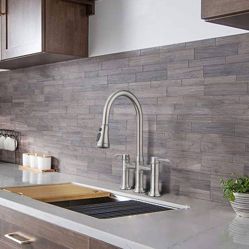 Dornberg 2-handle Bridge Kitchen Faucet With Pull-out Sprayer