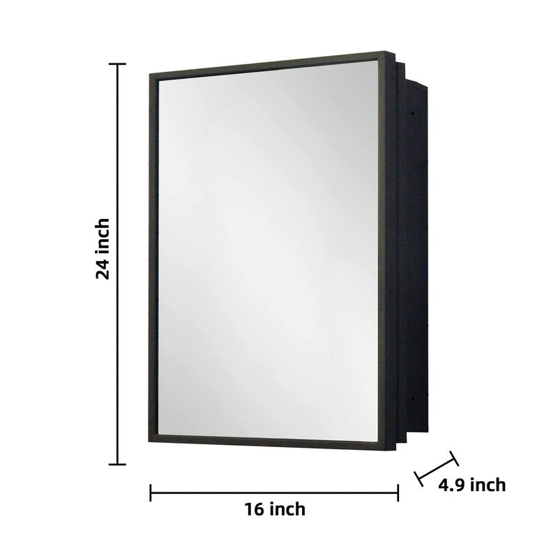 Rectangular Metal Medicine Cabinet with Mirror