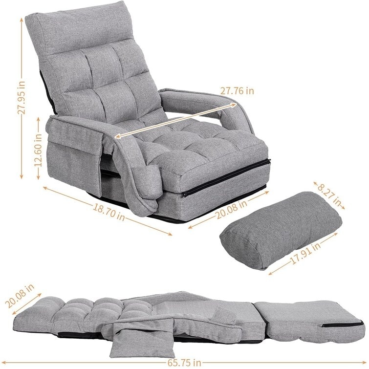 Adjustable 14-position Padded Floor Chair Recliner - Bed Bath & Beyond -  30485280