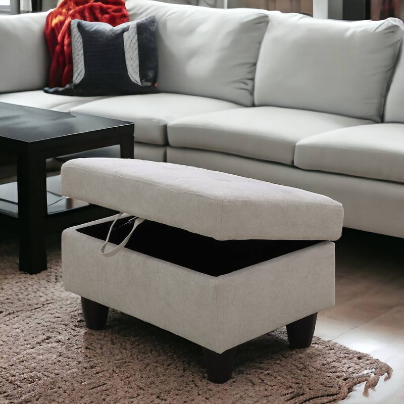 KISRAIS 28.5" Wide Upholstered Storage Ottoman