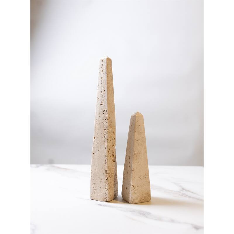 Travertine Obelisk Lg. - Beige - Beige