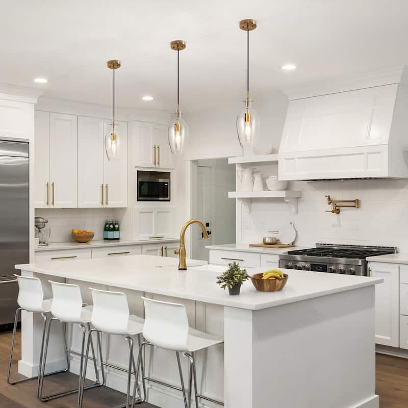 Coria Modern Glam Abstract Glass Kitchen Island Pendant Lights Long Bar Decor Corner Dining Room - D 6.7" x H 18"