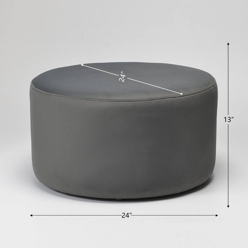 KINWELL Round Upholstered Pouf Ottoman Footrest