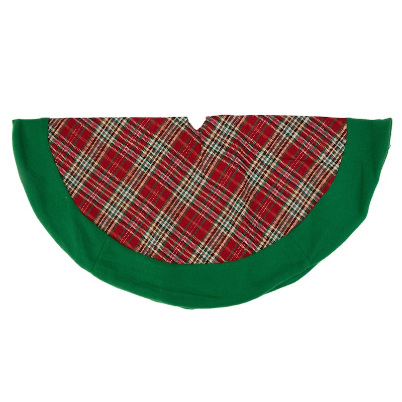 24" Green and Red Tartan Christmas Tree Skirt - 24