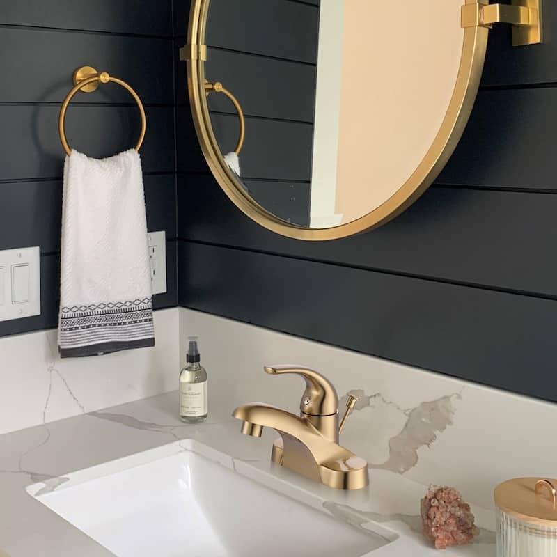 WOWOW 4 in. Centerset Single-Handle Low Arc Bathroom Faucet with Drain Kit Included