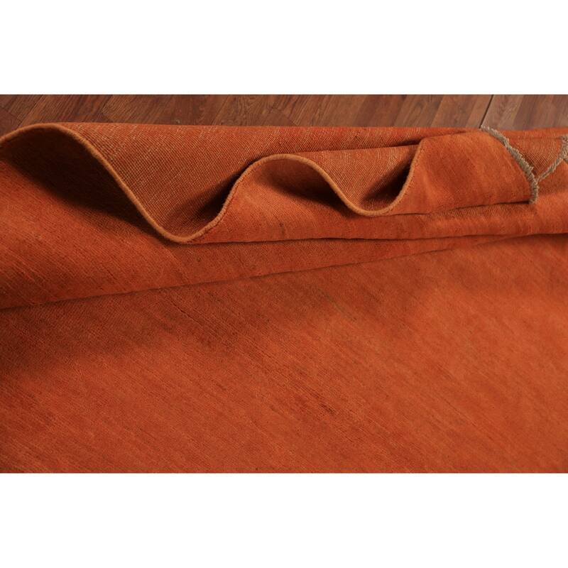 Modern Orange Gabbeh Oriental Area Rug Hand-Knotted Wool Carpet - 6'6" x 9'7"
