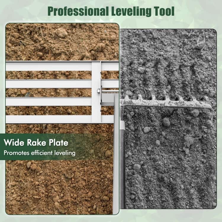 Heavy Duty Lawn Leveling Rake 46" x 10" Plate, 67" Anti-Slip Handle - 46" x 10"
