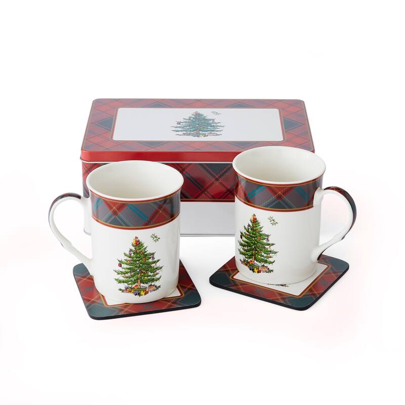 Spode Christmas Tree 5 Piece Mug and Tin Set