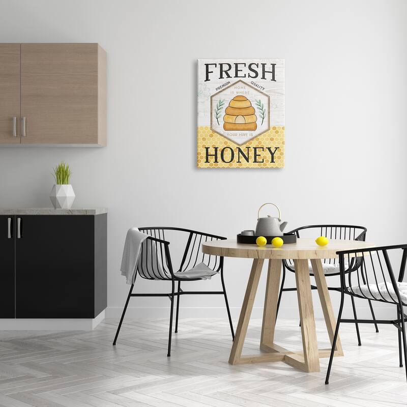 Stupell Fresh Honey Rustic Bee Hive Typography Sign Canvas Wall Art, Design by Jennifer Pugh