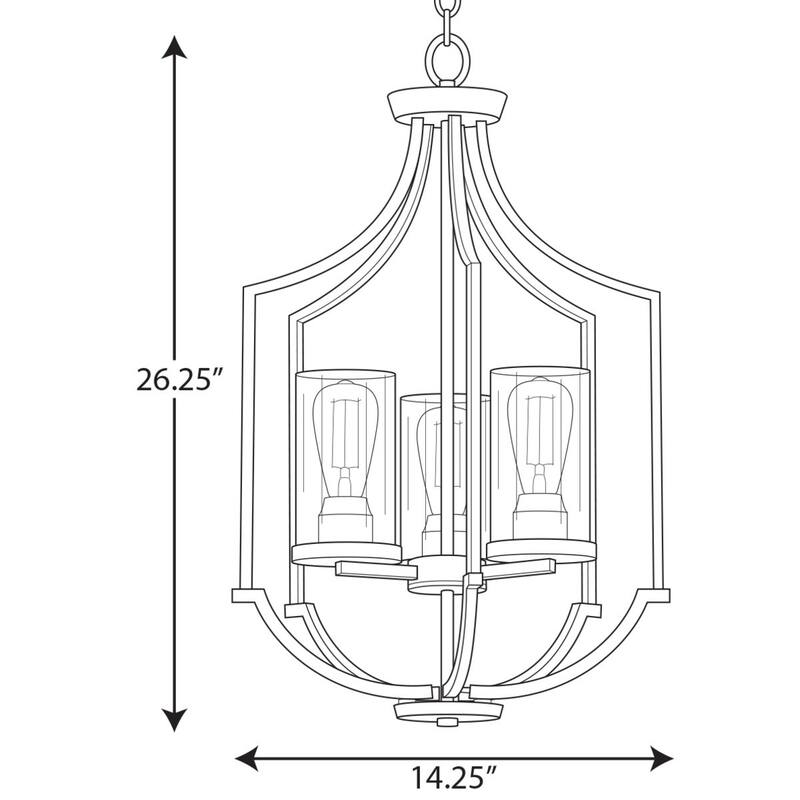 Lassiter Collection Three-Light Brushed Nickel Foyer - 23.200" x 17.000" x 9.000"
