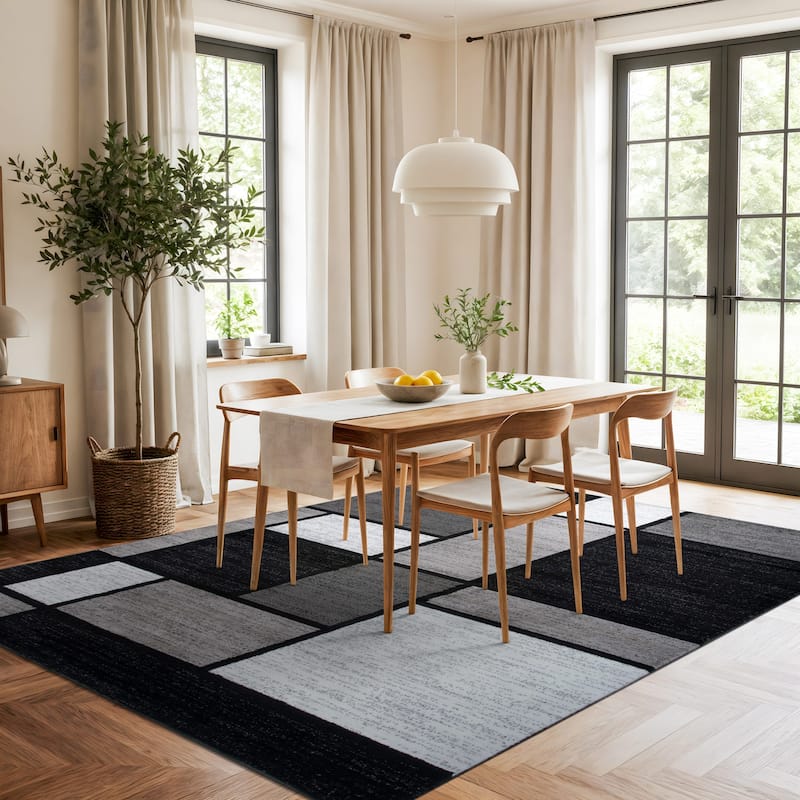 World Rug Gallery Contemporary Modern Boxed Color Block Area Rug