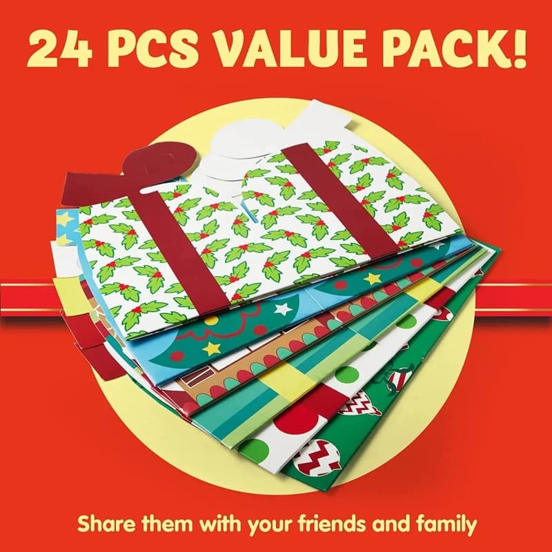 Christmas Goody Gift Boxes - 24 Assorted Designs - Multicolor