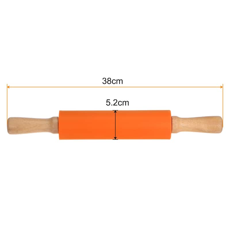 Silicone Rolling Pins for Baking 38cm x 5.2cm Orange - Orange