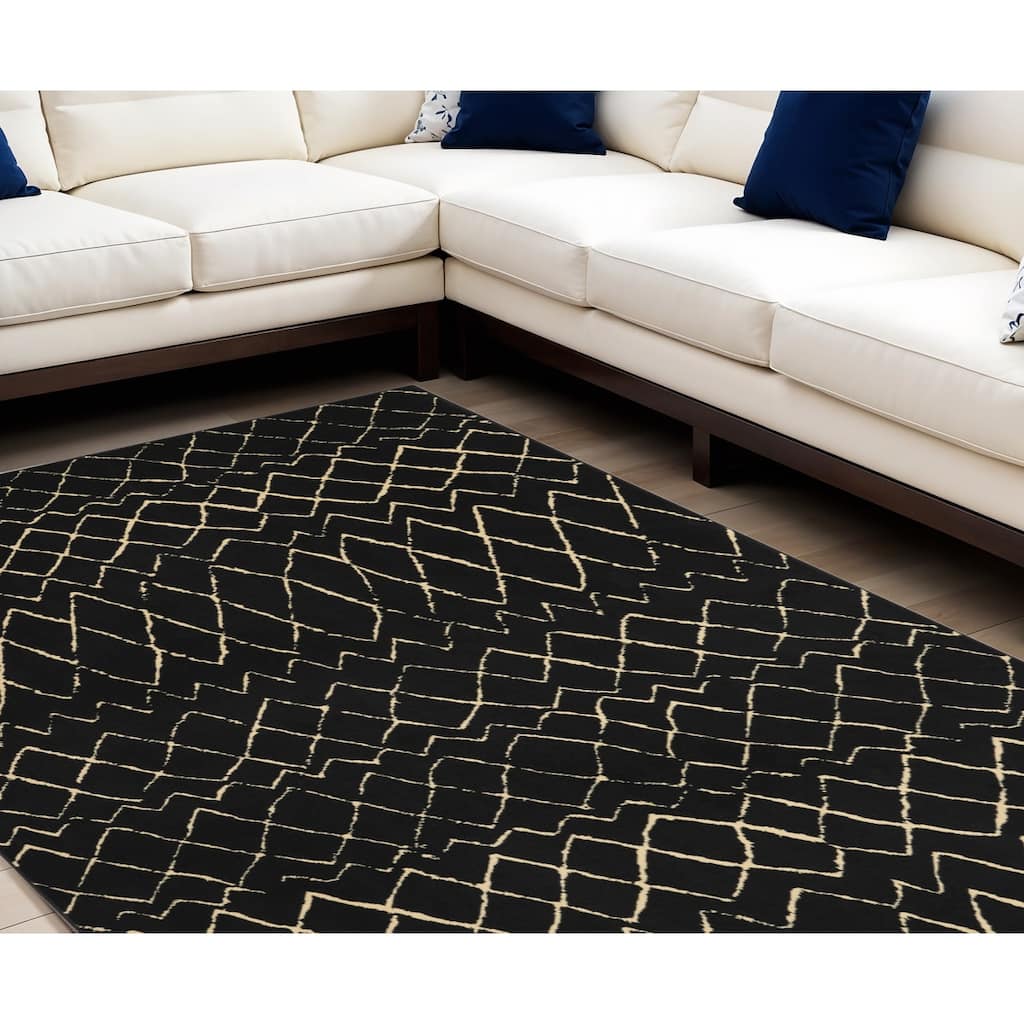 Makos Power Loomed Distressed Abstract Modern Area Rug By HomeRoots