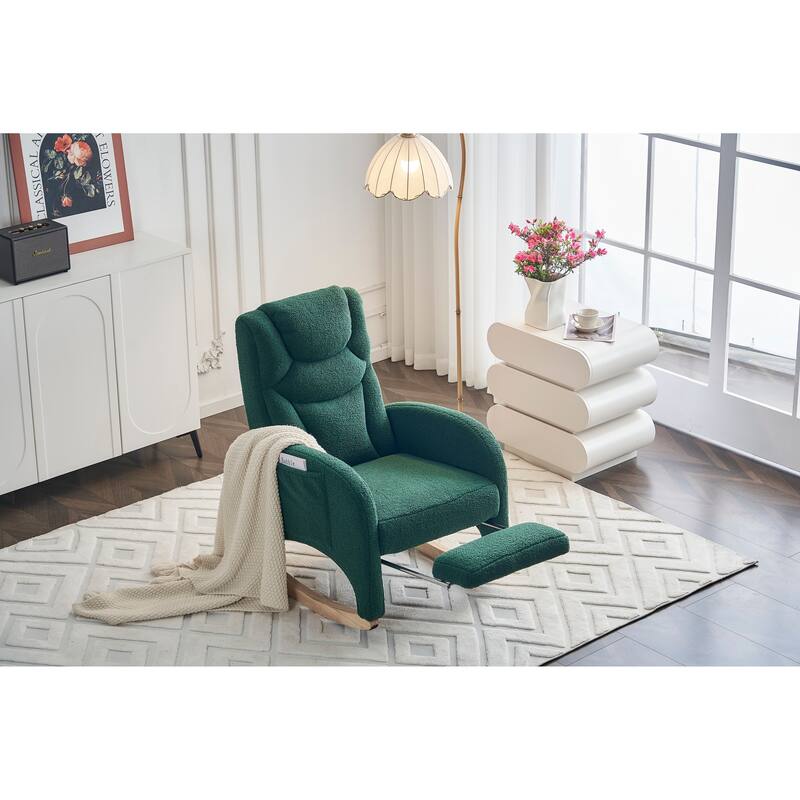 Fabric Upholstered Nursery Rocking Chair with Adjustable Footrest