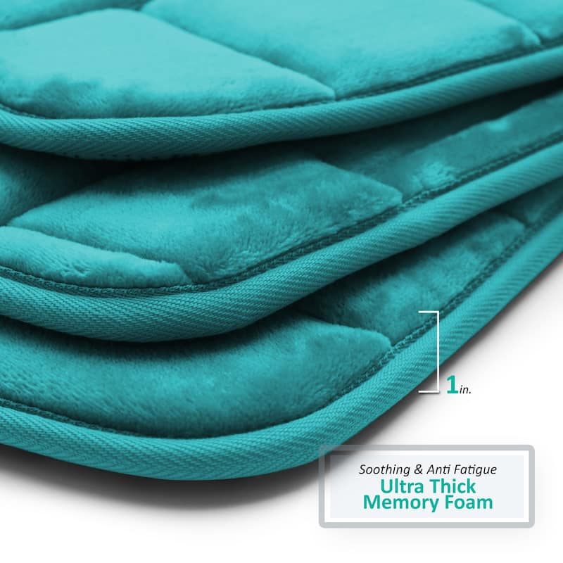 Clara Clark Ultra Soft Non Slip and Absorbent Bath Rug - Tiled Velvet Memory Foam Bath Mat