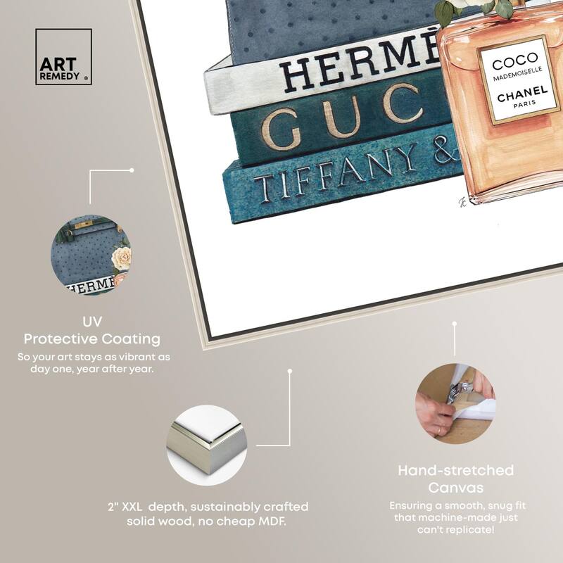 Books and Coco Orange Canvas by Art Remedy