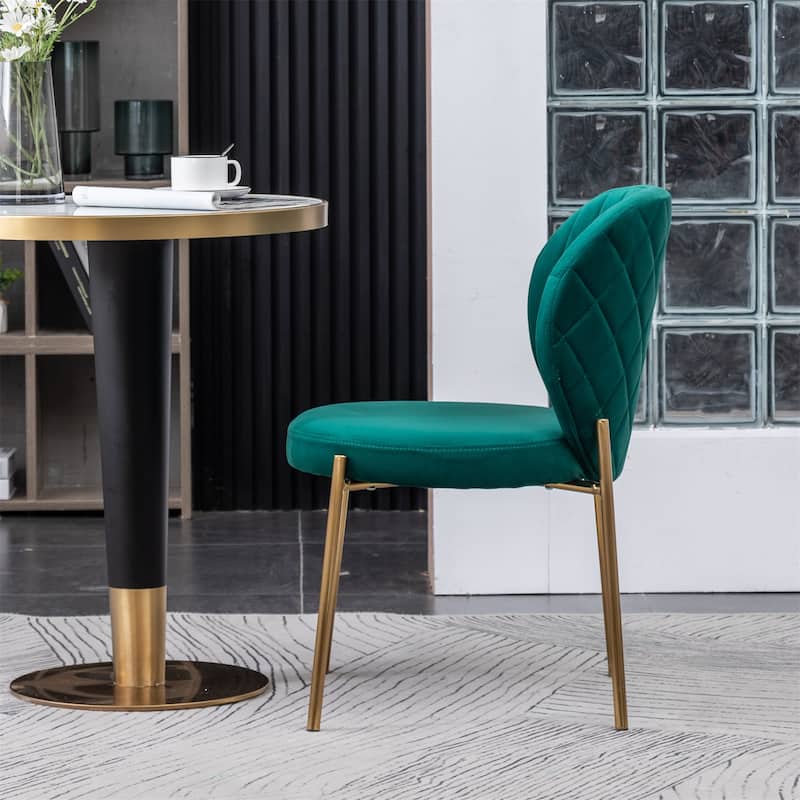Contemporary Velvet Upholstery Dining Chair, Green/Yellow