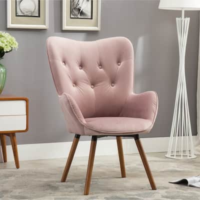 Mauve 30" Polyester Button Tufted Accent Chair
